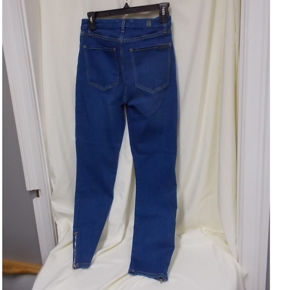 7 For All Mankind Womens Skinny Ankle Zip Jeans Blue Denim High Rise Pants